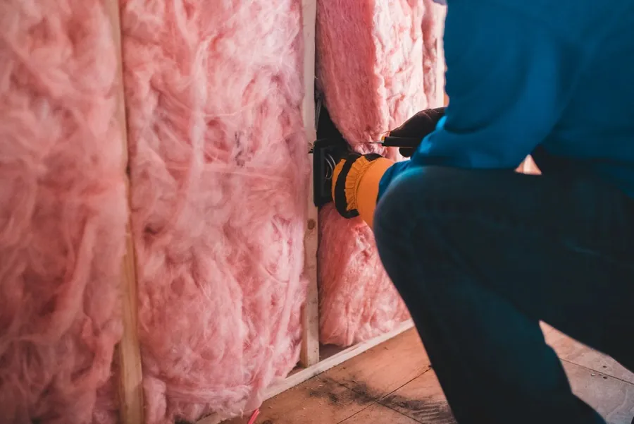Insulation being fitted in a loft during roof renewal work