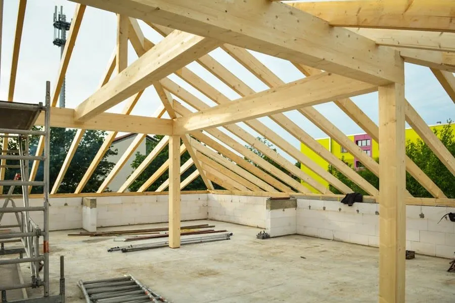 Roof timbers and battens exposed during roof work in Croydon